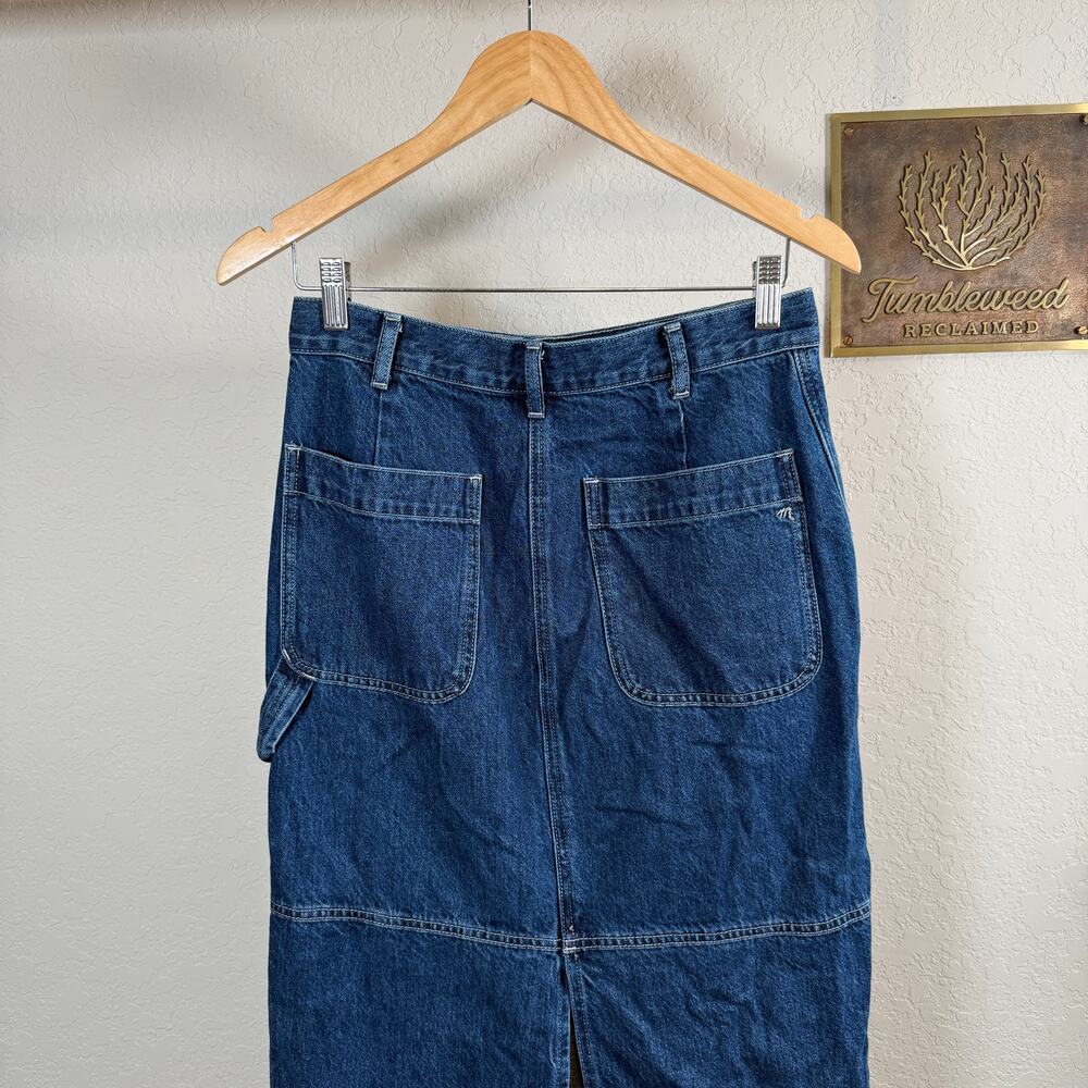 Women's Madewell Denim‎ Blue Jean Cargo Pieced Midi Skirt Size 26 Small - Picture 8 of 8